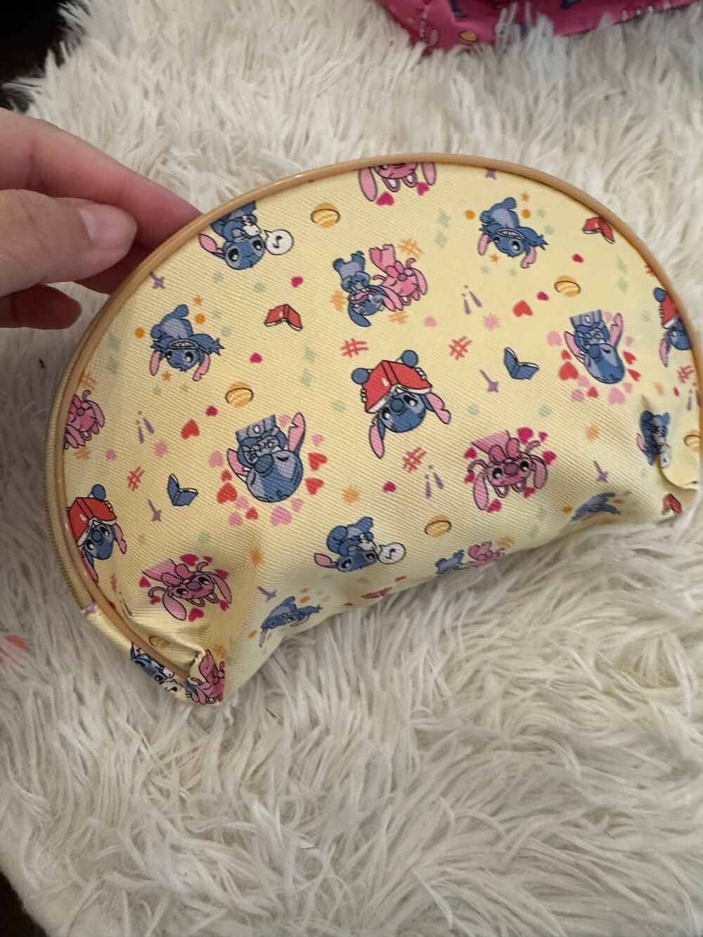 Stitch and Angel  make up bag pencil case zipper cream cute